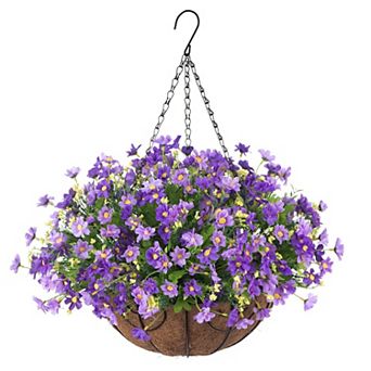 Artificial Hanging Mums Flower Basket Outdoor Indoor Decor