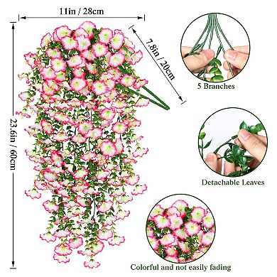 2PCS Artificial Hanging Morning Glory Outdoor Decor