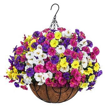 Artificial Hanging Flowers Basket Outdoor UV Resistant