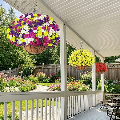 Artificial Hanging Flowers Basket Outdoor UV Resistant