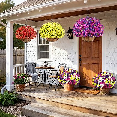 Artificial Hanging Flowers Basket Outdoor UV Resistant