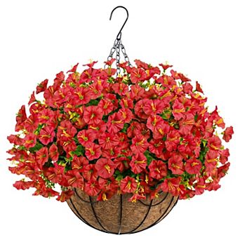 Artificial Hanging Flowers Basket Outdoor UV Resistant
