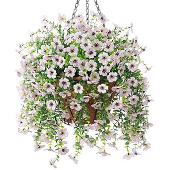 Artificial Hanging Eucalyptus Basket Spring Decor
