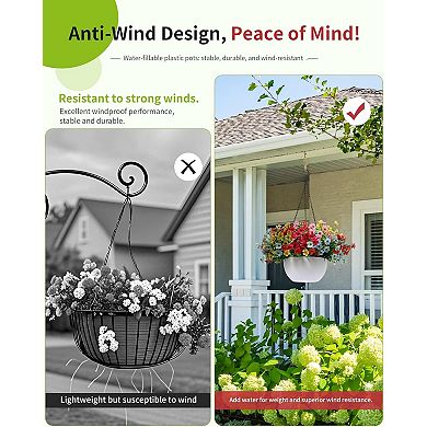 2pc Artificial Hanging Flowers Basket Outdoor Silk Planters