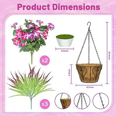 Artificial Hanging Grape Leaves Basket Outdoor Decor