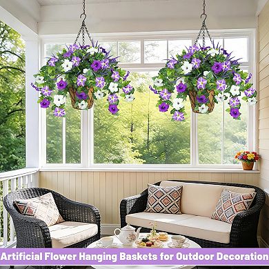 Artificial Hanging Grape Leaves Basket Outdoor Decor