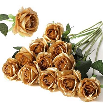 12 pc Artificial Silk Roses Bouquet Long Stem Wedding Decoration