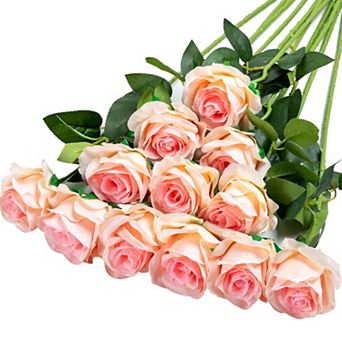 12 pc Artificial Silk Roses Bouquet Long Stem Wedding Decoration