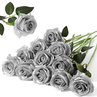 12 pc Artificial Silk Roses Bouquet Long Stem Wedding Decoration
