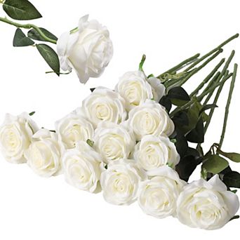 12 pc Artificial Silk Roses Bouquet Long Stem Wedding Decoration
