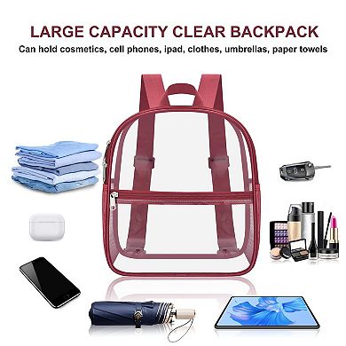 Clear Backpack Transparent PVC Adjustable Straps 12x6x11