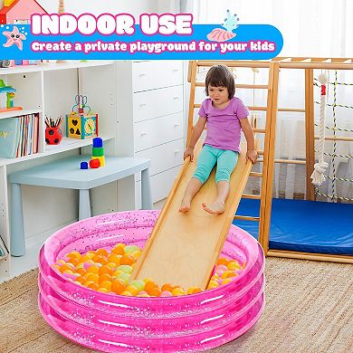 47 Inch Inflatable Kiddie Pool 3 Rings Glitter Bottom Backyard Garden