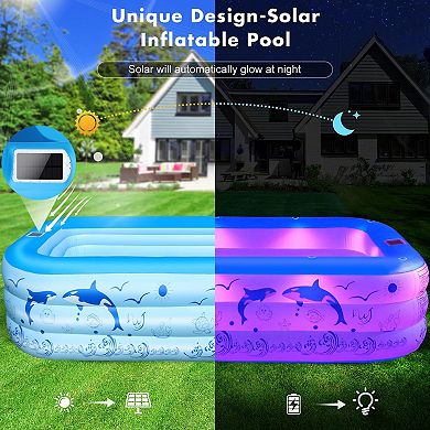 Inflatable Pool With Lights Family Swimming Backyard