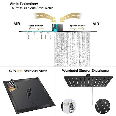 10 Inch Rain Shower Head High Flow Stainless Steel Square Rainfall Low