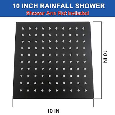 10 Inch Rain Shower Head High Flow Stainless Steel Square Rainfall Low