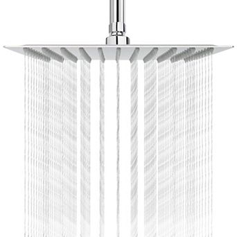 10 Inch Rain Shower Head High Flow Stainless Steel Square Rainfall Low