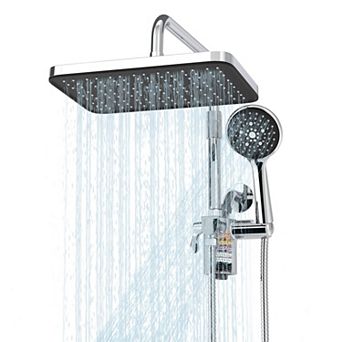 Filtered Shower Head Handheld Spray Combo Rainfall Slide Bar Dual Showerhead