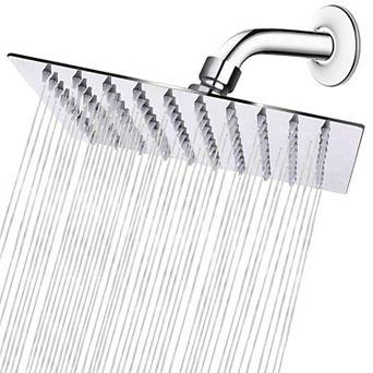 8 Inch Rain Shower Head Square High Flow Stainless Steel