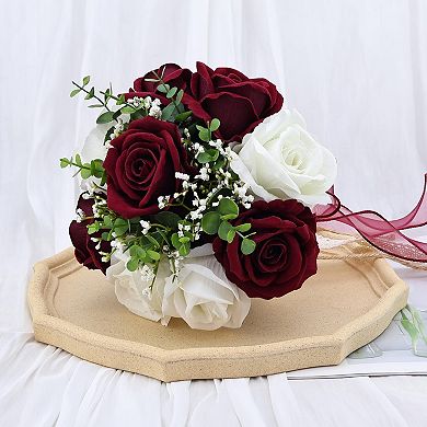 9in Wedding Bouquet Artificial Roses Rustic Boho Decor