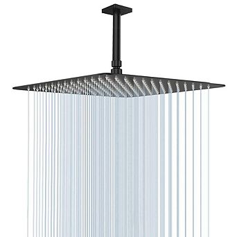 16 Inch Rain Shower Head Stainless Steel Square Rainfall Waterfall Ceiling Wall Mount