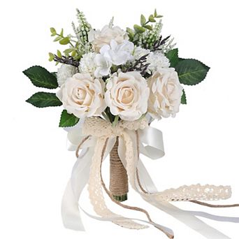 6.5” Wedding Bouquets Bride Bridesmaid Artificial Roses Church Decoration