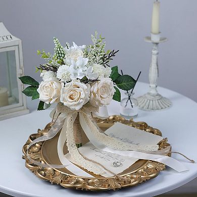 6.5” Wedding Bouquets Bride Bridesmaid Artificial Roses Church Decoration