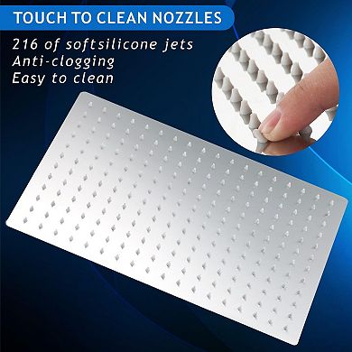 16*12” Rain Shower Head Square High Flow Waterfall Ceiling Wall Mount