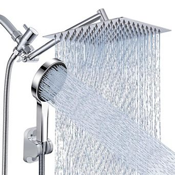 10” Rain Shower Head With Handheld Spray Combo Extension Arm Long Hose