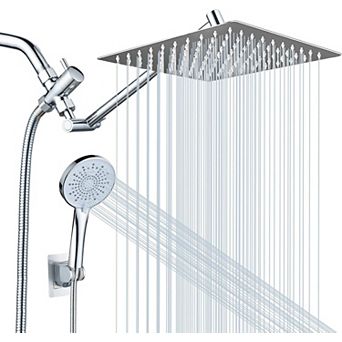 10'' Peicuai Shower Head Combo Rain Extension Arm Handheld Spray