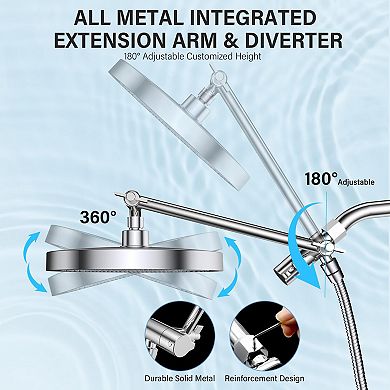 Rain Shower Head With Handheld Spray Combo Extension Arm