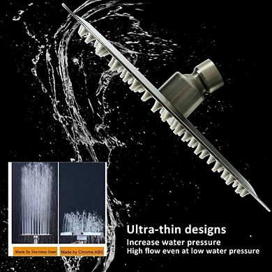 10" Rain Shower Head Ultra-thin Pressure Boosting High Flow Stainless Steel