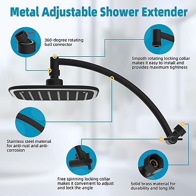 12 Inch Rain Shower Head With Extension Arm Adjustable
