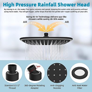 12 Inch Rain Shower Head With Extension Arm Adjustable