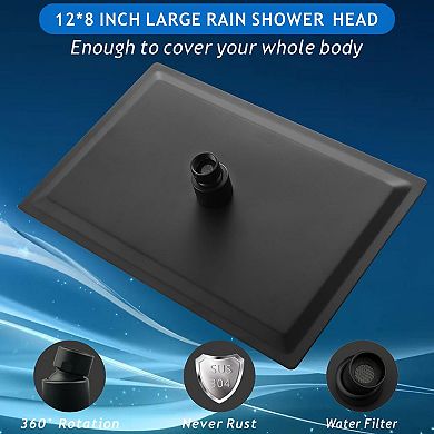 12*8” Rain Shower Head Stainless Steel Waterfall