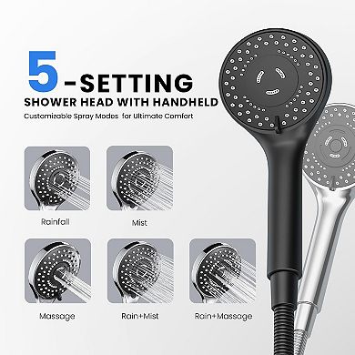 10'' Rain Shower Head Handheld Combo Extension Arm Anti-clog