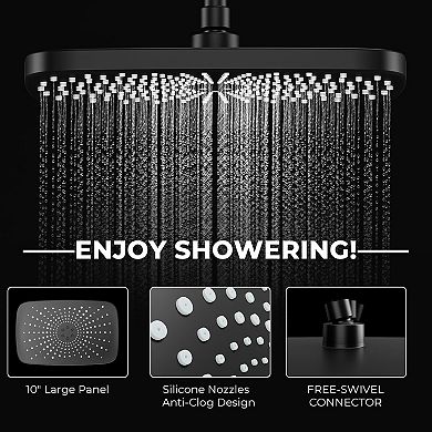 10'' Rain Shower Head Handheld Combo Extension Arm Anti-clog