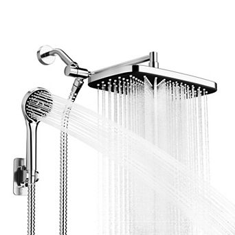 10'' Rain Shower Head Handheld Combo Extension Arm Anti-clog