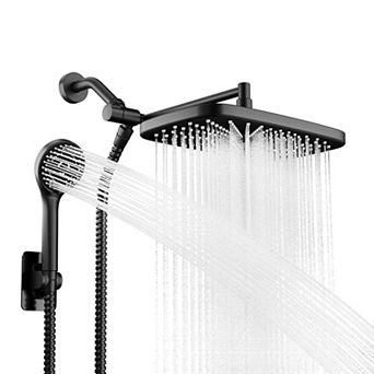 10'' Rain Shower Head Handheld Combo Extension Arm Anti-clog