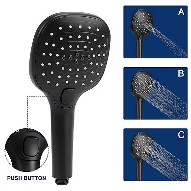 12” Shower Head Hose Rain Handheld Spray Push Button Flow Control