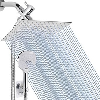 12” Shower Head Hose Rain Handheld Spray Push Button Flow Control