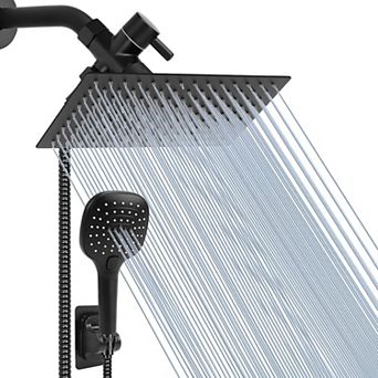 12” Shower Head Hose Rain Handheld Spray Push Button Flow Control