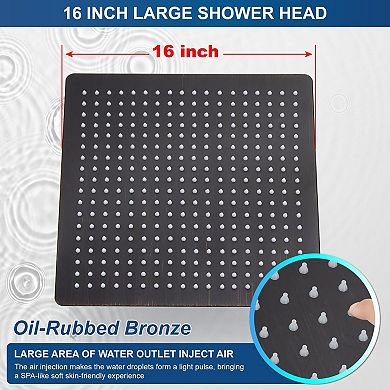 16” Rain Shower Head Stainless Steel Square Ceiling Wall Mount