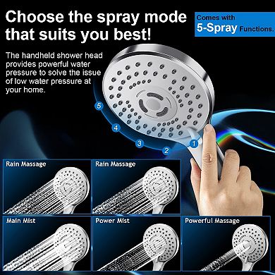 12" Rain Shower Head Set With Extension Arm And Handheld Combo Spray