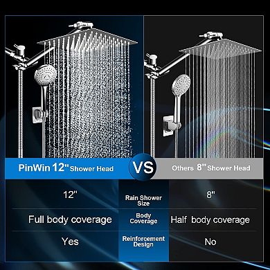 12" Rain Shower Head Set With Extension Arm And Handheld Combo Spray