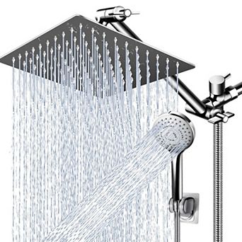 12" Rain Shower Head Set With Extension Arm And Handheld Combo Spray