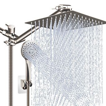 10" Shower Head Set Combo Rain Extension Arm Handheld Spray
