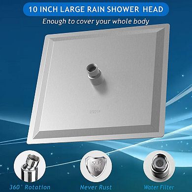 Metal Shower Head Extension Arm Waterfall Rainfall High Flow Square