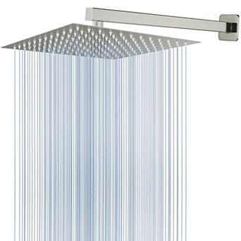 Metal Rainfall Shower Head Extension Arm Stainless Steel Square Waterfall High Flow Bathroom