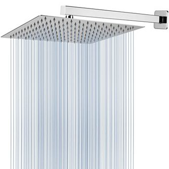 Metal Rainfall Shower Head Extension Arm Stainless Steel Square Waterfall High Flow Bathroom