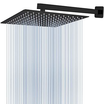 Metal Rainfall Shower Head Extension Arm Stainless Steel Square Waterfall High Flow Bathroom